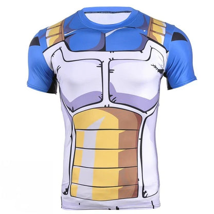 2026 Summer Vegeta Battle Damaged Armor Saiyan Armor | Body Building Short Sleeve T-Shirt Fitness Workout Dragon Ball Super Y2k