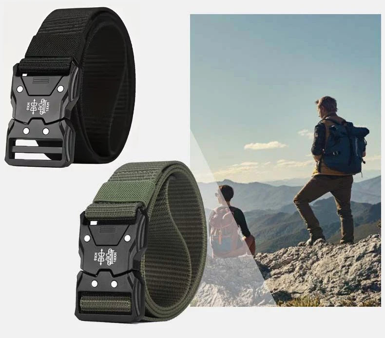 Automatic Buckle Tactical Belts Men's Woven Nylon Military Belt Durable Black Outdoor Army Hunting Golf Waist Belt