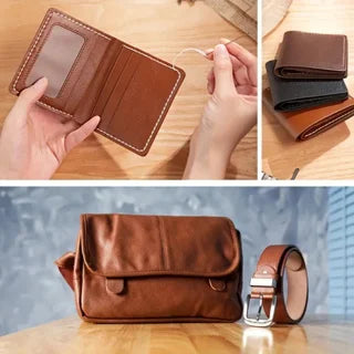 13 Pcs Leather Sewing Set Handbag Shoe Handmade Sewing Repair Kit with Awl Waxed Thread Stitching Needles Thimble for Home Leat