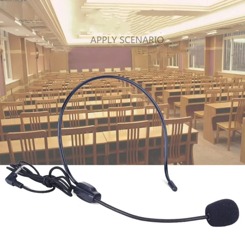 New Portable Wired Microphone 3.5mm Plug Flexible Headset Microphone Video Recording Head-mounted Speech Headset Mic