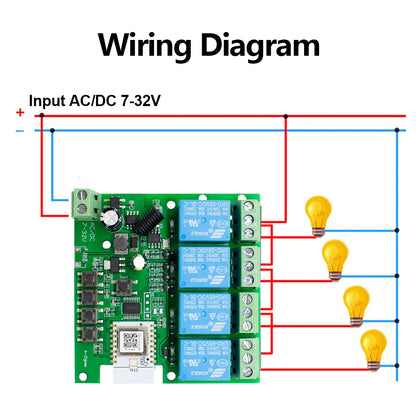 ZIGBEE Tuya eWelink Smart Home Automation Appliance Controller 1/2/4CH Switch Module for Garage Doors, Lights, Motors, Curtains