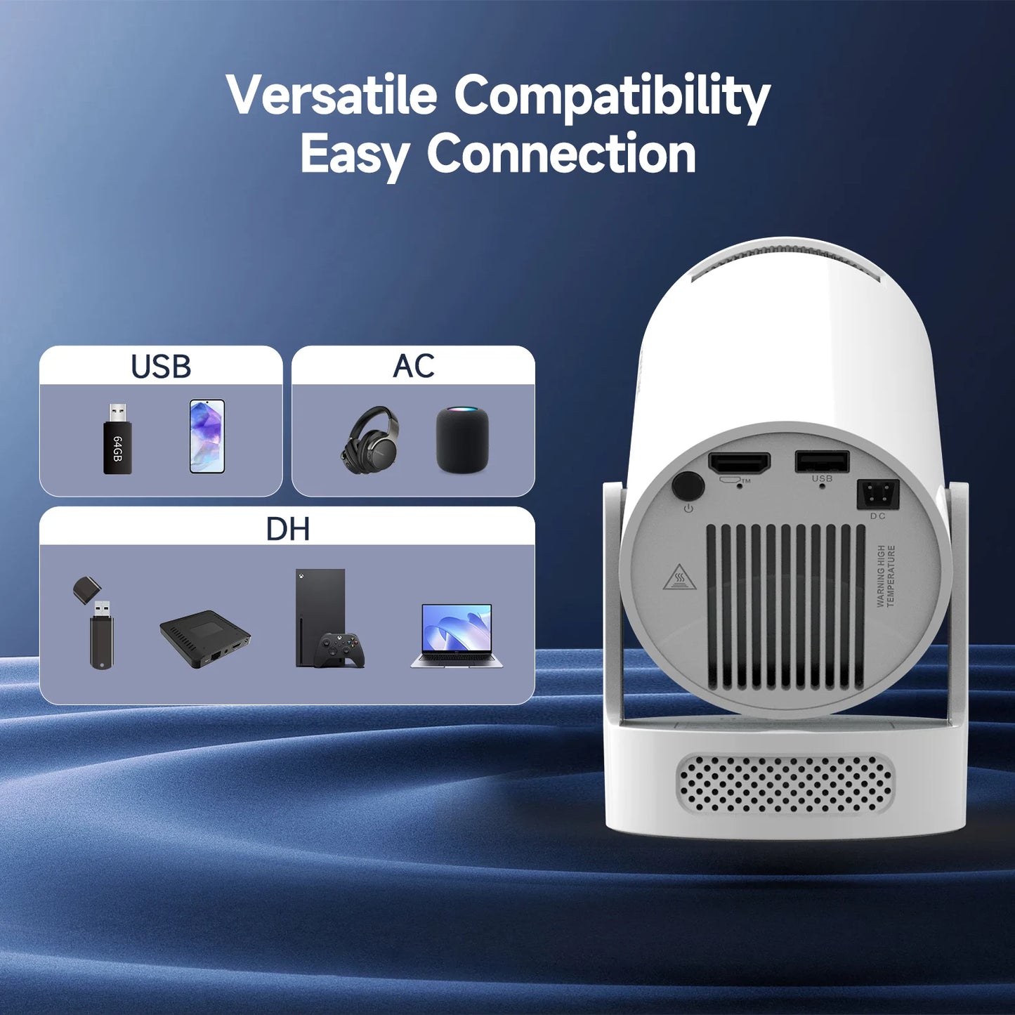 Magcubic HY300 Pro + Projector 8K 720P With 5W Speaker Android 14 8000 Lumens WiFi 6 BT5.4 Outdoor Video Home Theater Projector
