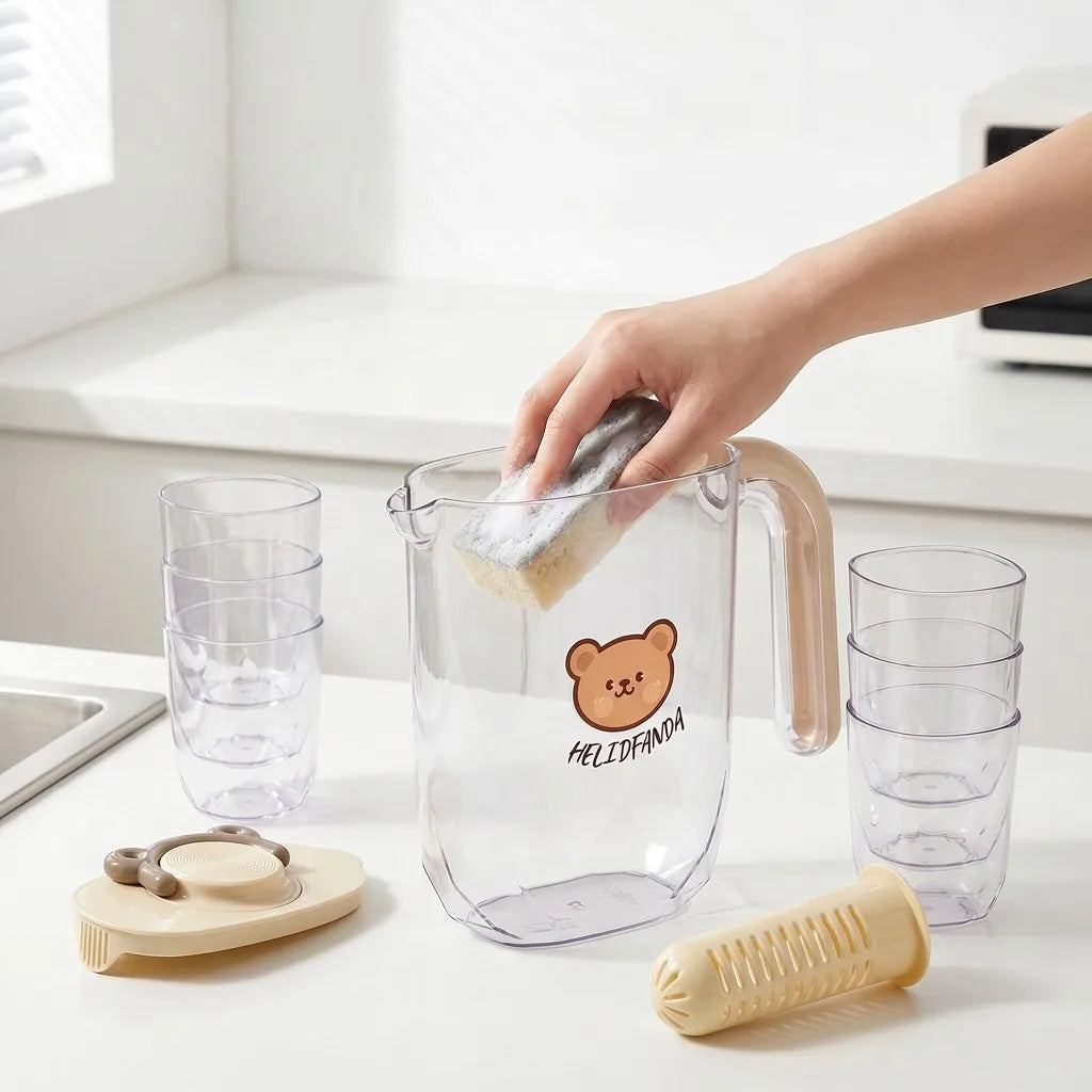 2200ml Large Capacity Plastic Water Jug Water Carafe Cold Drink Container Juice Jar Pitcher with Lid and Tea Filter