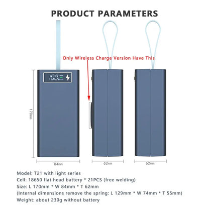 21x18650 Battery Storage Box Dual USB Charge18650 Battery Power Bank Case Shell with LED Light