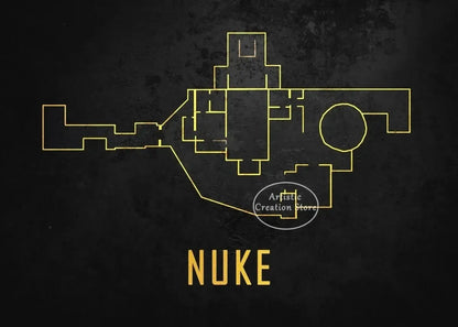 Cs Go Maps Poster First Person Shooter Game Dust 2 Nuke Map Black Print Canvas Painting Wall Pictures for Game Room Wall Decor