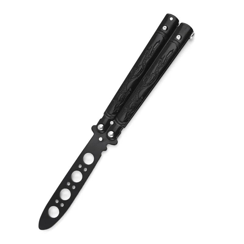 Portable Practice Butterfly Knife CSGO Balisong Trainer Stainless Steel Pocket Foldable Knife Training Tool for Outdoor Games