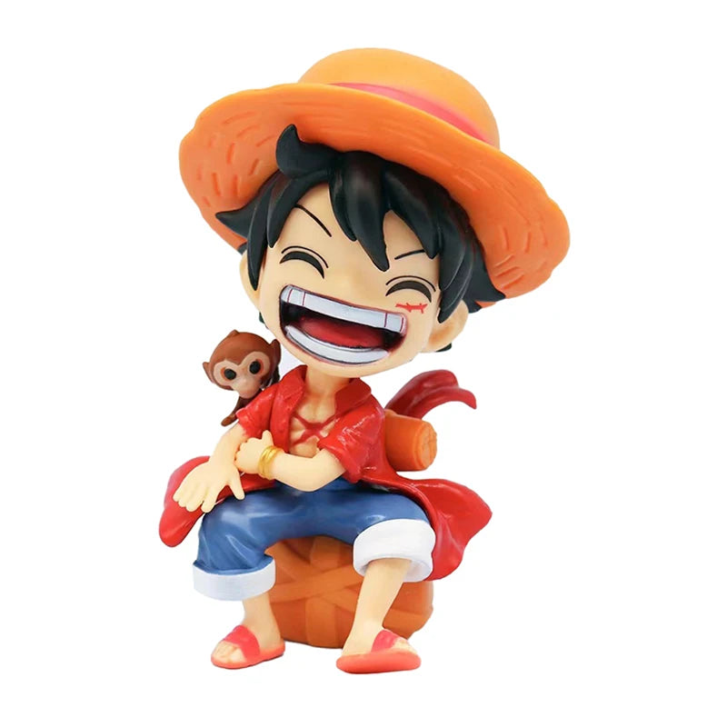 Anime peripheral series new ONE PIECE Luffy Solon Sanji Q-version sitting posture model figurine toy for children birthday gifts