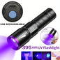 395nm LED UV Flashlight Rechargeable Zoomable Torch Light for Pet Urine Stain Detector Tools Lantern Money Fluorescer Detector