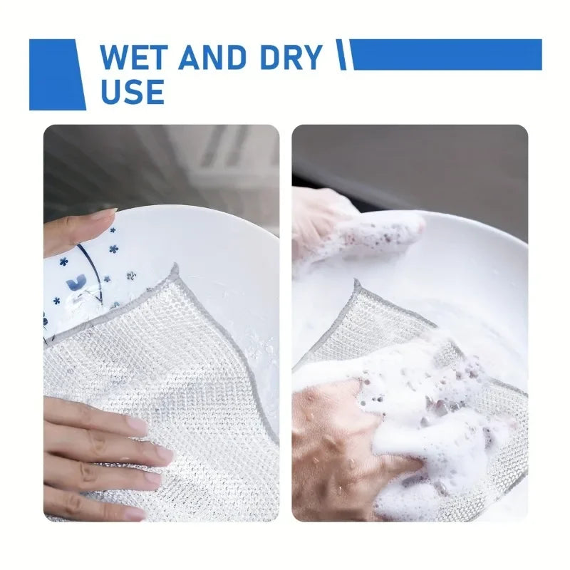 5/10/20/30 Silver Wire Cleaning Cloths Kitchen Dishwashing Cloths Non-Stick Oil Stain Removal Wipes Reusable Multi-Purpose Cleaning Towels Suitable for Tableware and Stovetops