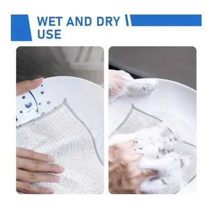 5/10/20/30 Silver Wire Cleaning Cloths Kitchen Dishwashing Cloths Non-Stick Oil Stain Removal Wipes Reusable Multi-Purpose Cleaning Towels Suitable for Tableware and Stovetops