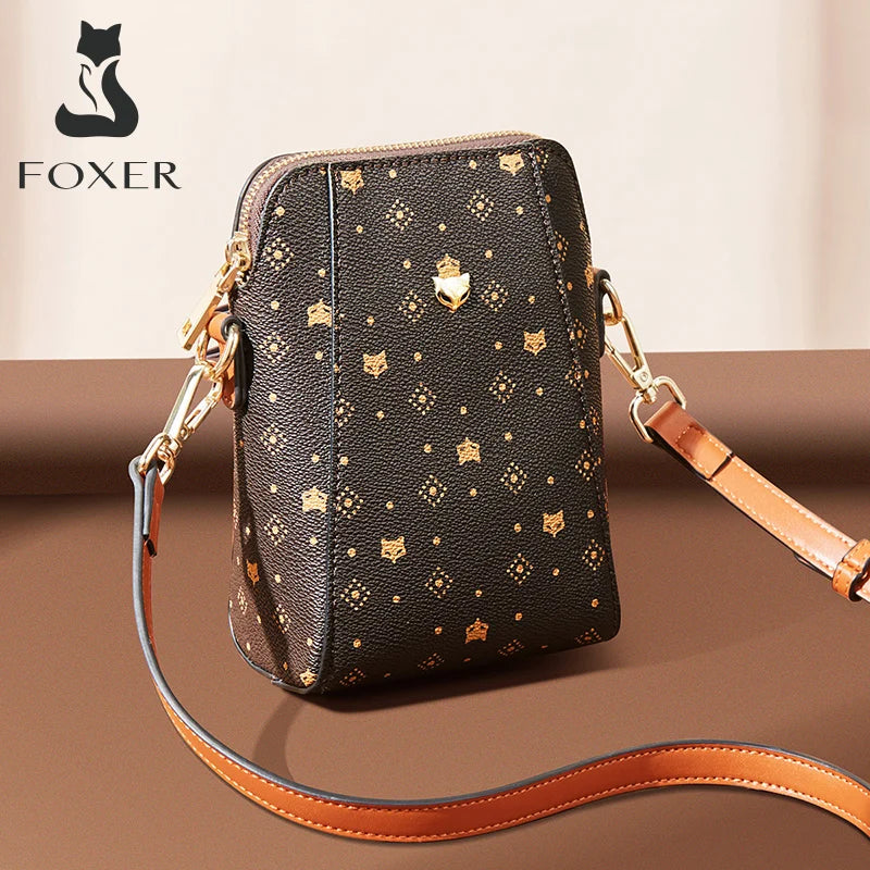FOXER Leather Fashion Women Shoulder Bag PVC Leather Female Crossbody Bag Luxury Travel Daily Ladies Cellpone Bag Purse