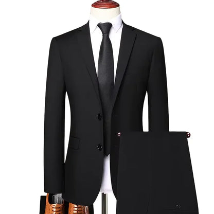 S-8XL (Blazer+Pants) Men's Fashion Business Casual Outdoor Gentleman Trend Single Breasted Wedding Slim-fit British Style Suit
