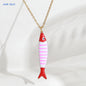 Cute Colorful Enamel Fish Pendant Necklaces For Women Girls Lovely Stainless Steel Gold Color Summer Waterproof Beach Jewelry