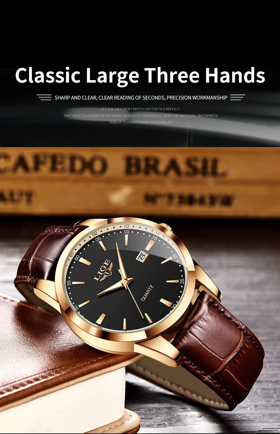 LIGE Military Watch For Men Fashion Business Watch Men Casual Leather Sport Waterproof Men's Quartz Wristwatches Reloj Hombre