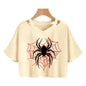 Women 's Sexy Cropped T Shirt Woman Graphic Gothic Spider Printed Tshirt Spring Summer Vintage Crop Tops 90s Clothes