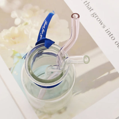 4pcs 200*8mm Glass Straws Wavy Colorful Drinking Straw Set with Brush High Borosilicate Glass Straw Kitchen Party Bar Drinkware