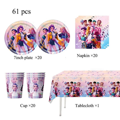 Demon Hunting Team Disposable Tableware Tablecloth Gift Bag Birthday Party Decoration Supply Classroom Reward Prize Fun Toy Gift