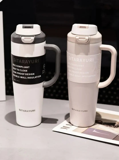JUSTINLAU 1PC 1200ML Large Capacity Stainless Steel Insulated Cup Car Travel Outdoor Camping Coffee Beverage Water Bottle