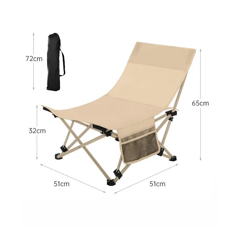 Outdoor Folding Lounge Chair Portable Office Chair Stool Adjustable Camping Fishing Leisure Chair Lunch Break Back Moon Chair