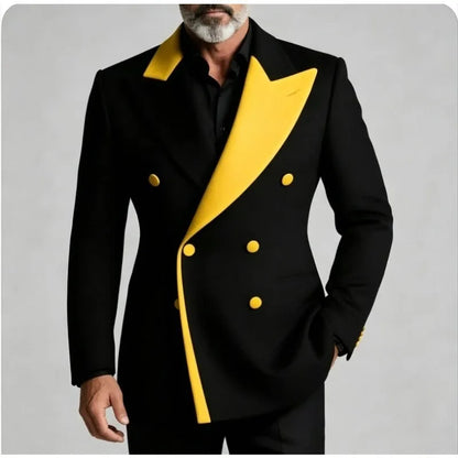 Men's Double Breasted Peak Lapel Wedding Suit Custom 3-Piece Groom Tuxedo Separates Formal Wedding Suit for Grooms Slim Fit Suit