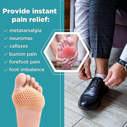 Pexmen 2Pcs Metatarsal Pads Ball of Foot Cushions for Women and Men Soft Gel Forefoot Pads Pain Relief Mortons Neuroma Callus