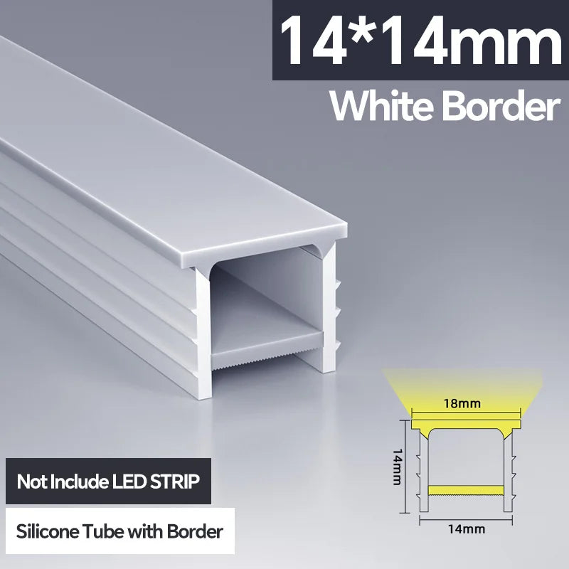 1M-10M LED Neon Rope Tube Soft Silicone Diffuser Channel Black/White Flexible Ribbon Strip Light for Recessed Channel
