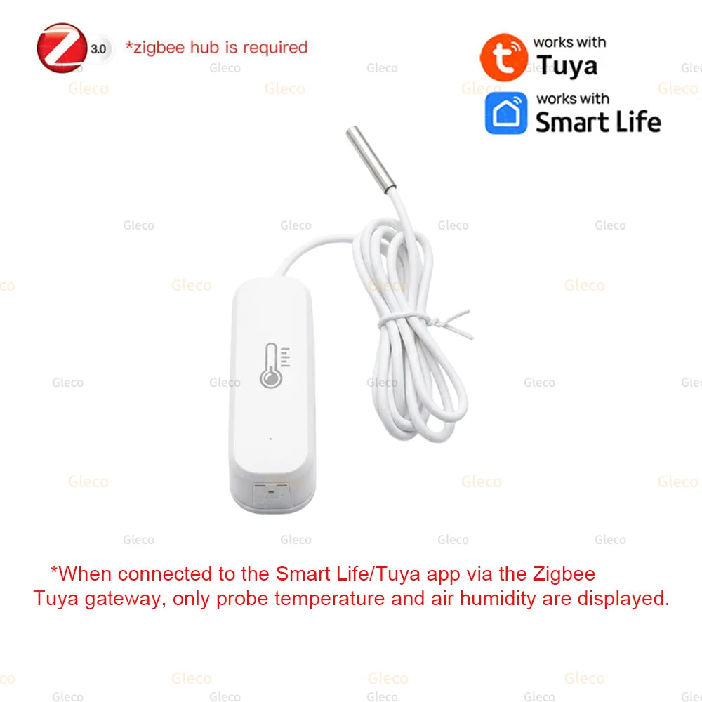 WiFi Zigbee Temperature Humidity Meter With Optional External Probe Thermometer Sensor Zigbee2mqtt TUYA For Fish Tank Freezer