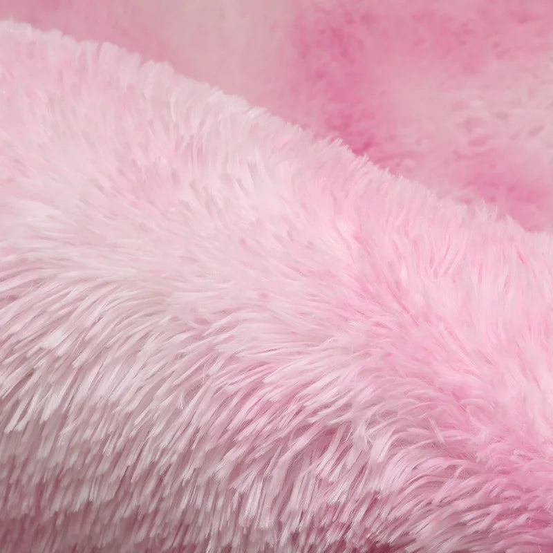 Pink Bedroom Carpet For Children's Room Cute Girls Floor Soft Mat Living Room Decoration White Fluffy Large Kids Bedside Rugs