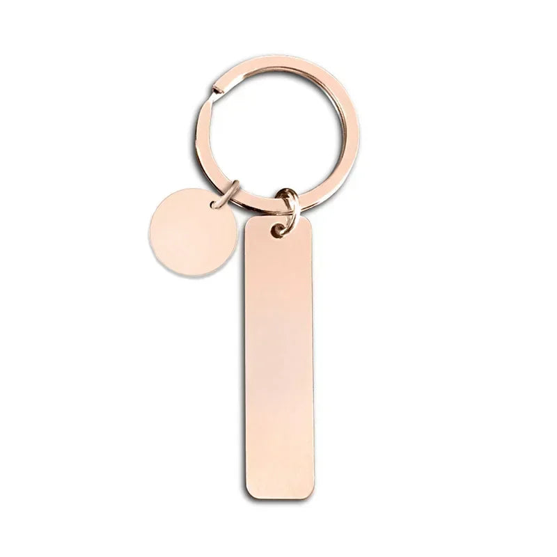 New Style Rectangular Hang Tag Metal Key Ring  Stainless Steel Custom Logo Name Keychain Engraved Laser Advertising Gift
