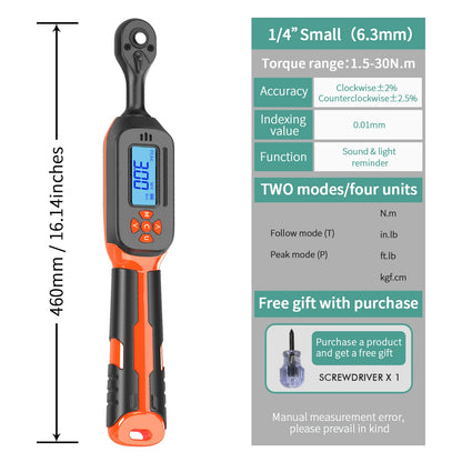 MOVECRAB Series Digital Torque Wrench 1.5-340N.m 2% Accuracy Preset Values with Buzzer, LED Flash & HandleVibration Notification