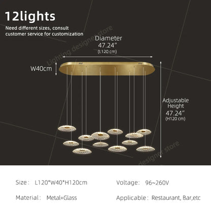 Dining room pendant light Modern villa dining room Kitchen pendant light designer glass Multi-head Hanging Lamp pendant light