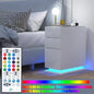 Drawer Cabinet LED Modern Nightstand Bedside Table with LED Lighting 3 Drawers USB Charging Function Narrow Sofa Table Furniture