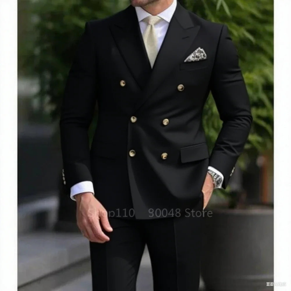 Smart Casual Wedding Men's Suits Slim Fit Tuxedo Blazer Set 2 Piece Formal Business Suit for Groom with Blazer And Pants