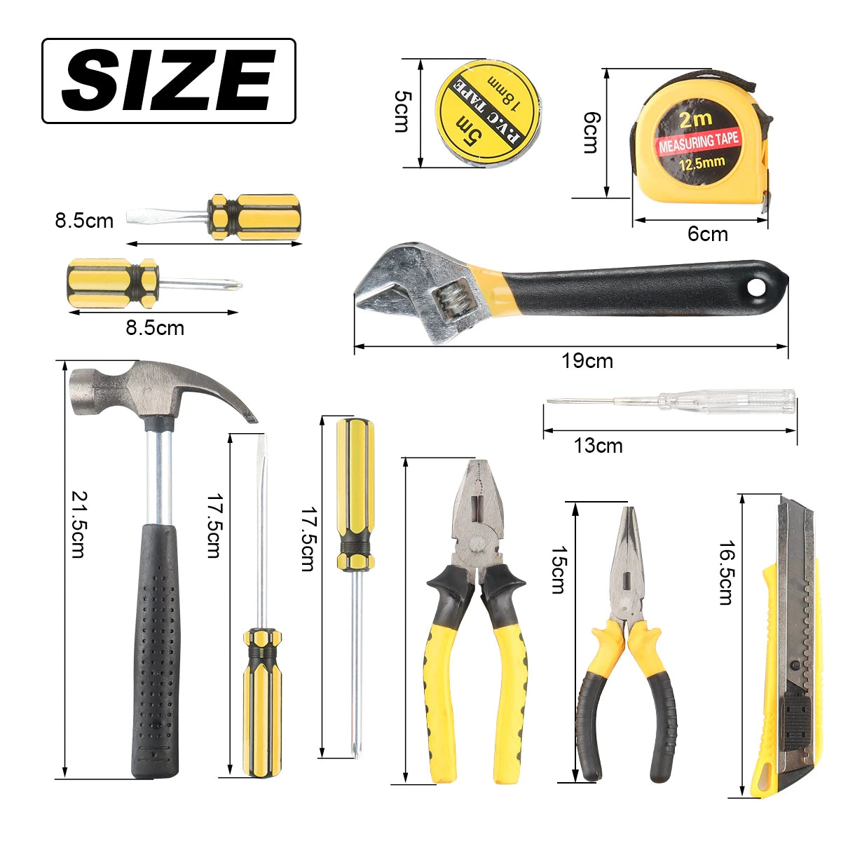 Tools Set General House hold Hand Tool Kit with Plastic Toolbox Storage Case Used to Car repair And home Repair
