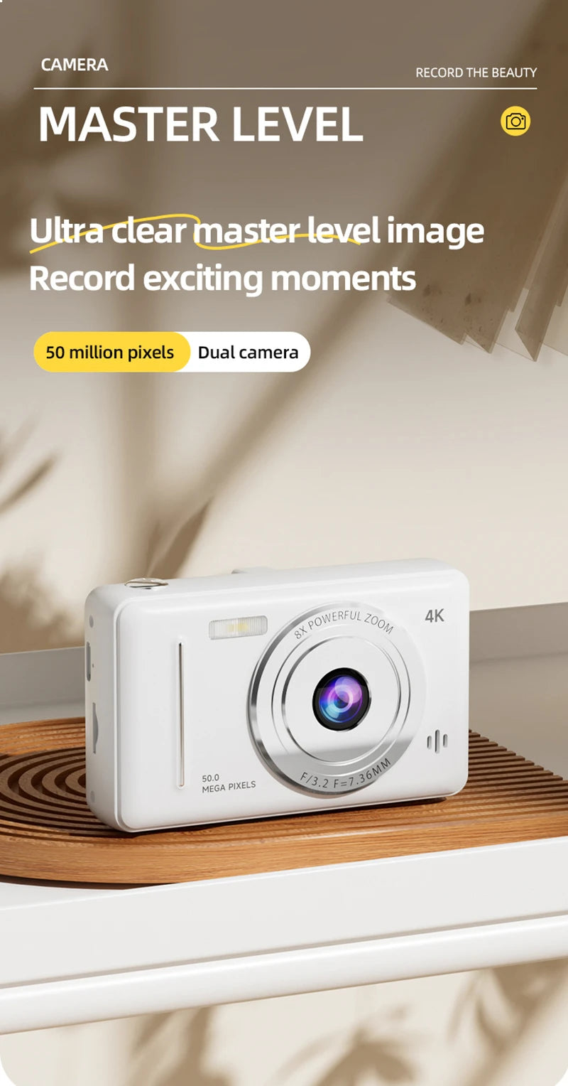 Xiaomi Retro 4K CCD Camera 50MP Auto Focus Dual Flash 8x Zoom Portable Student Vlog Camera for Beginners Travel Gift Photography