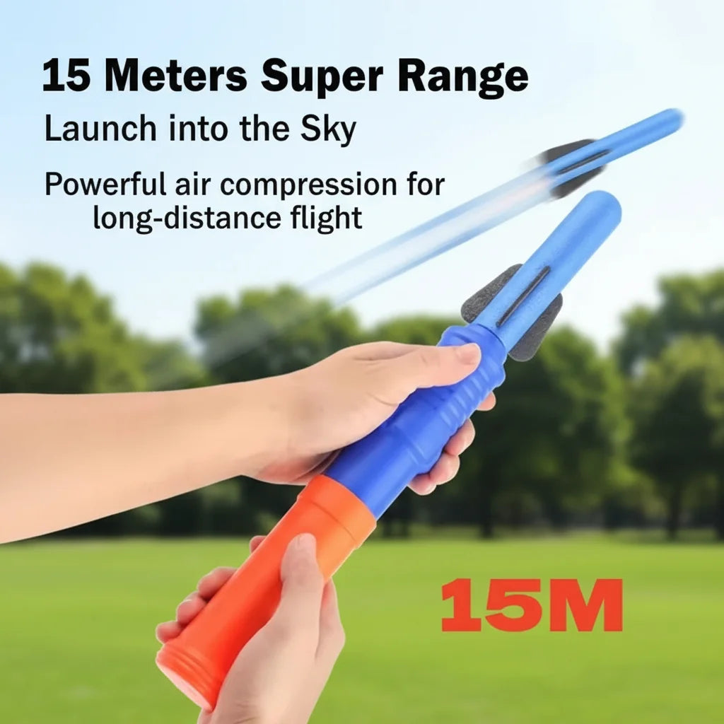 3/7pcs Hand-Propelled Rocket Launcher Toy Set Foam Rocket Children Outdoor Funny Summer Garden Game Birthday Gift Party Discount