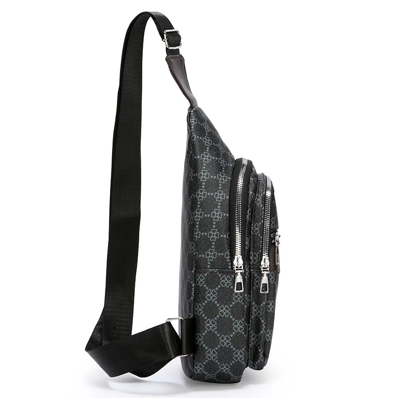 2025Men's Casual Messenger Bag Multi-Pocket Crossbody Shoulder Bag Lightweight Chest Bag with Port & Earphone Hole