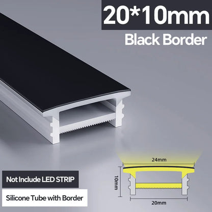 1M-10M LED Neon Rope Tube Soft Silicone Diffuser Channel Black/White Flexible Ribbon Strip Light for Recessed Channel