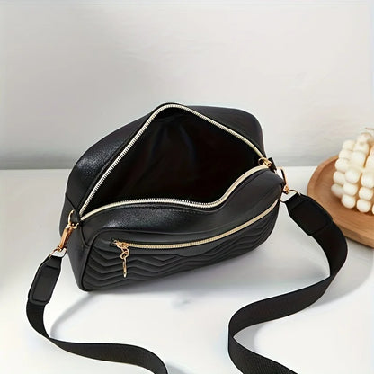 Casual Minimalist Shoulder Square Bag, With Mini Hanging Purse, Quilted Pattern Crossbody Bag For Women Two piece set