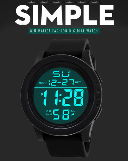 Men Sport Watch Multifunction Military Sports Watch Waterproof Luminous LED Digital Kids Watch Big Dial Student Electronic Watch