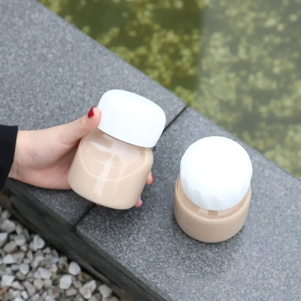 300ml Mini Glass Water Bottle Heat Resistance Transparent Drinking Bottles Cute Juice Coffee Milk Tumblers for Kids Student