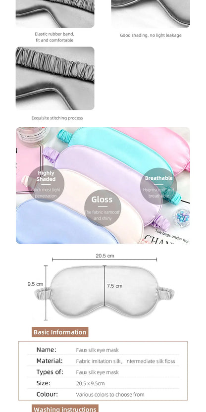 Soft Imitated Silk Sleep Eye Masks Travel Relax Shading Eyepatch Nap Health Eye Care Shield Sleeping Blindfold Eye Cover Masks