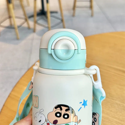 X&W Kids Thermos Bottle Cute Crayon Shin-Chan Thermos Cup Ice Tumbler Stainless Steel Straw Cup Anime Peripheral Gifts Water Cup