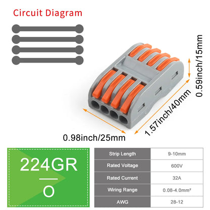 DIY GO 25PCS Universal Compact Fast BUTT Wire Connector Push-in Lever Splice Terminal Block 2/3/4/5 Pin Home LED Lighting Wiring