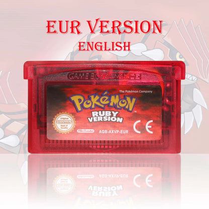 GBC/GBA EUR Version Pokemon Crystal/Yellow/Emerald/Fire Red/Leaf Green Game Cartridge Video Game Card High Quality with Battery