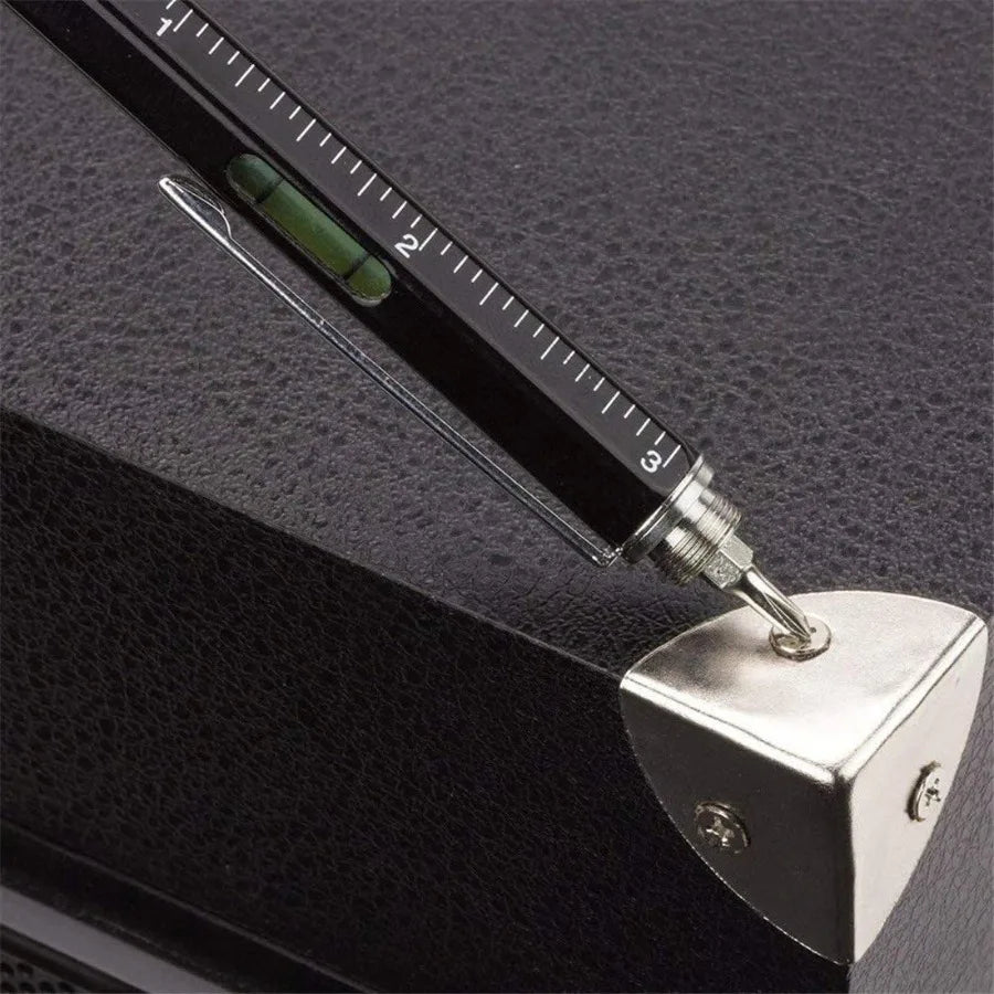 Multifunction Tech-Tool Pen with Ballpoint Pen Touch Screen Stylus Ruler Spirit Level Flat-head and Phillips Screwdriver - Idea