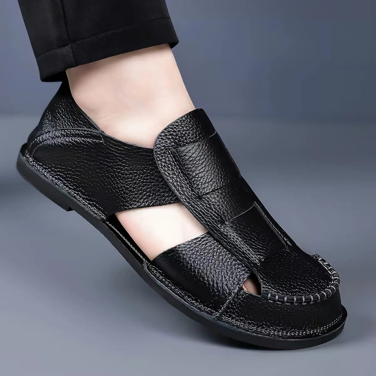 Men's Fashionable Summer Hollow-out Breathable Slip-on Shoes Anti-slip Wear-resistant Casual Loafers-WC616
