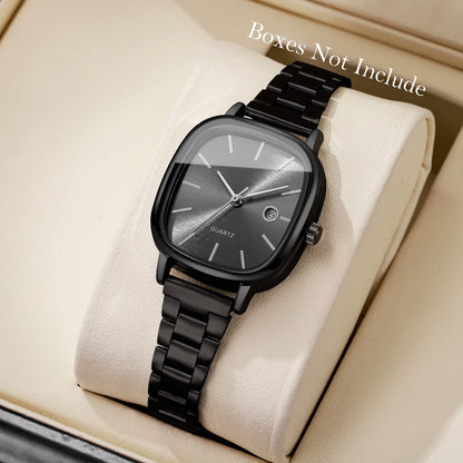 Elegant Square Dial Women Watches Simple Calendar Quartz Wristwatches Reloj Mujer Girls Clock Gift (Without Box)