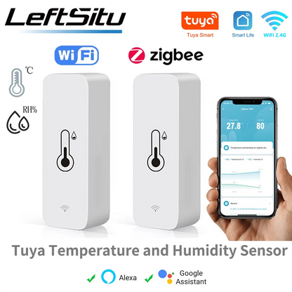 Tuya Zigbee WiFi Temperature & Humidity Sensor APP Remote Monitor For Smart Home Work With SmartLife Alexa Google Home Assistant