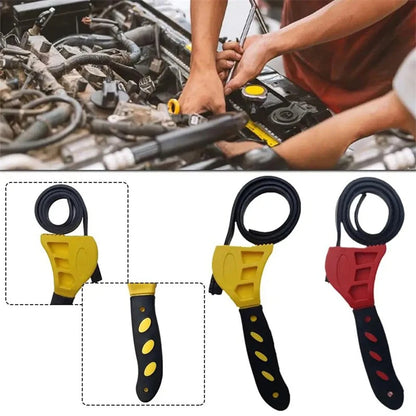 6inch Belt Wrench Oil Filter Puller Strap Spanner Chain Wrench Strap Opener, Adjustable Disassembly Tool Opener Tool